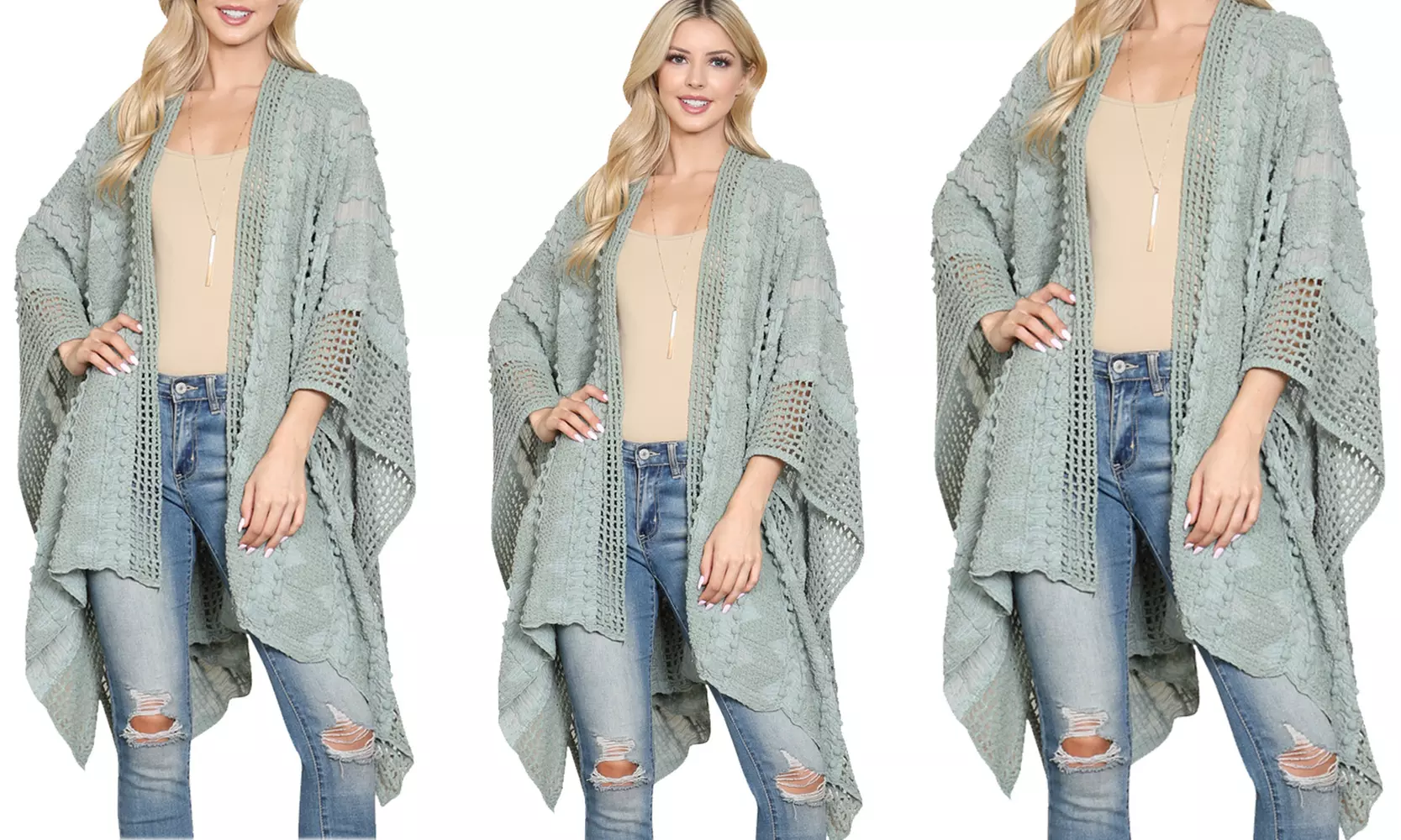 Riah Fashion Pompom Palmer Kimono