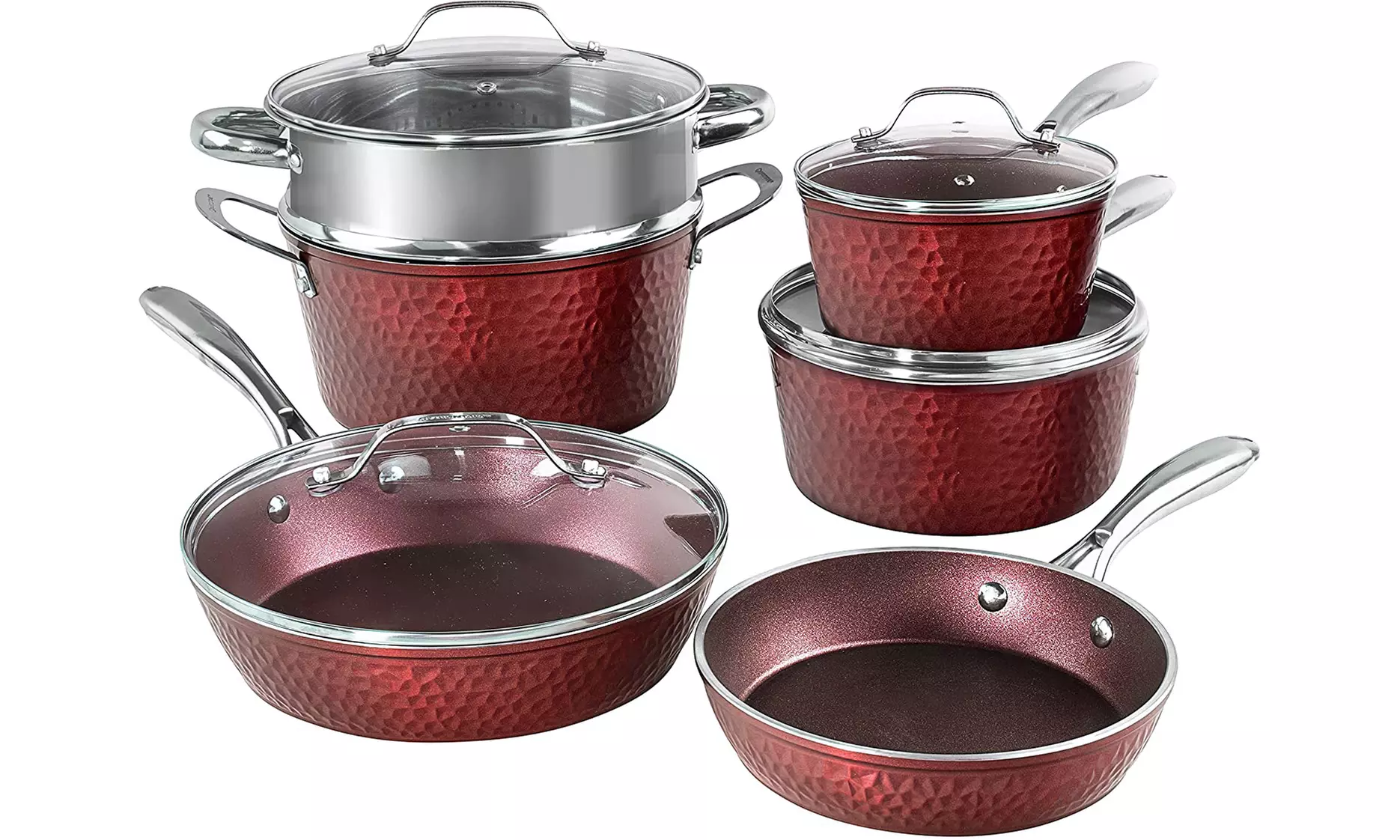 Granite Stone Hammered Collections Pots and Pans Set 10 Piece - New - Primary Image