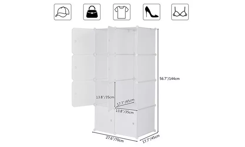 8 Cube Organizer Stackable Plastic Storage Shelves Closet Cabinet White - Second Medium