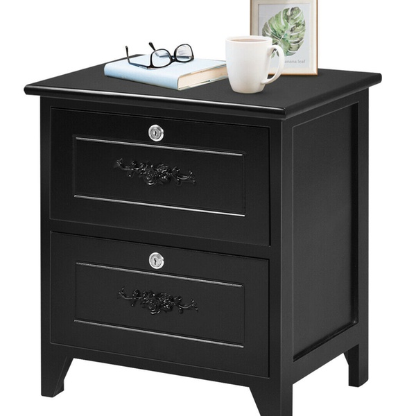 nightstand with locking cabinet