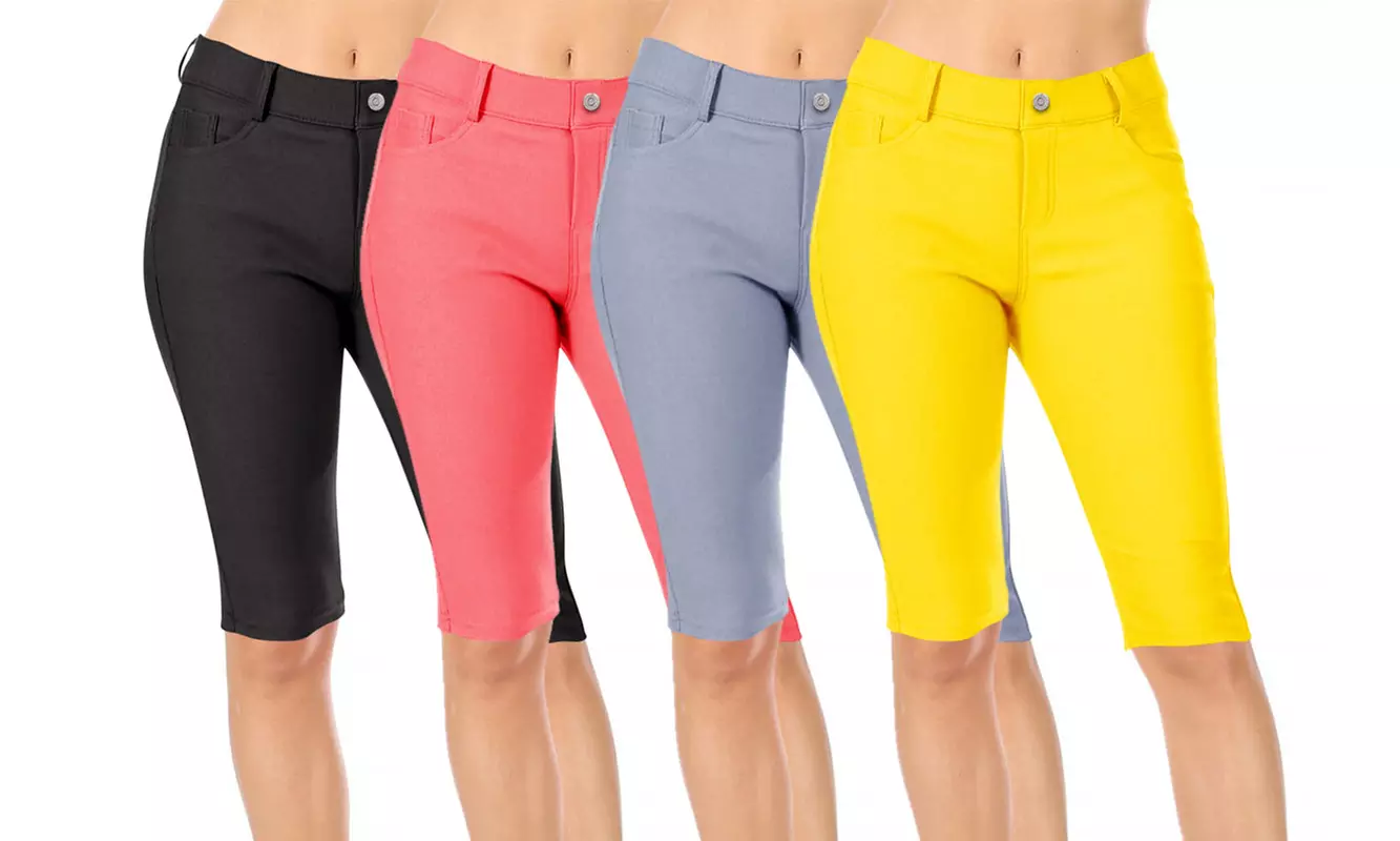Women's Casual Solid High Waist Slim Fit Bermuda Shorts