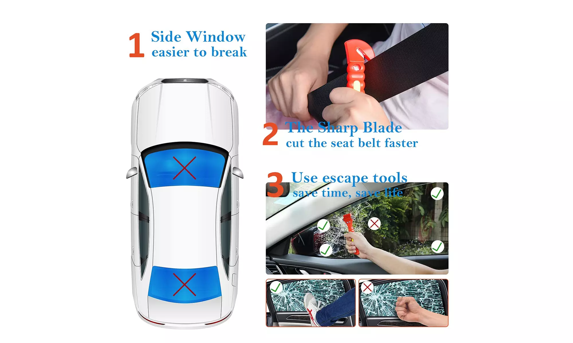 2-Pack Car Escape Tool, Window Breaker and Seat Belt Cutter - Second Medium