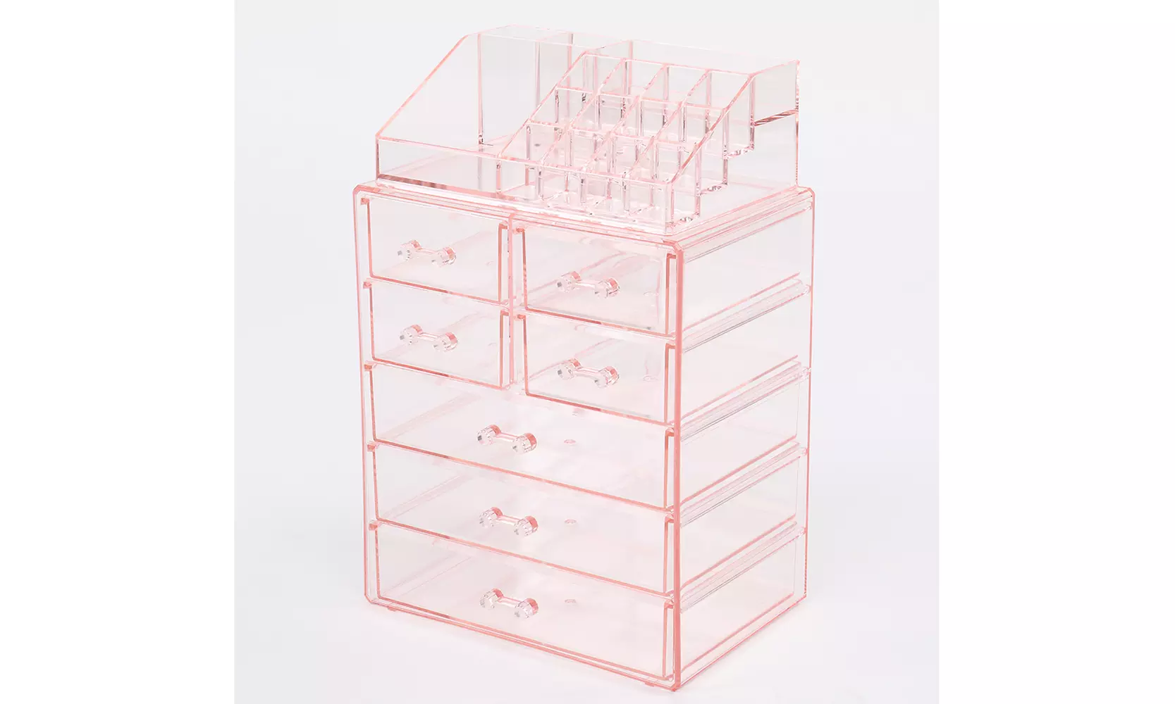 Plastic Cosmetics Makeup Storage Rack 7 Large Drawers (Set of 2)