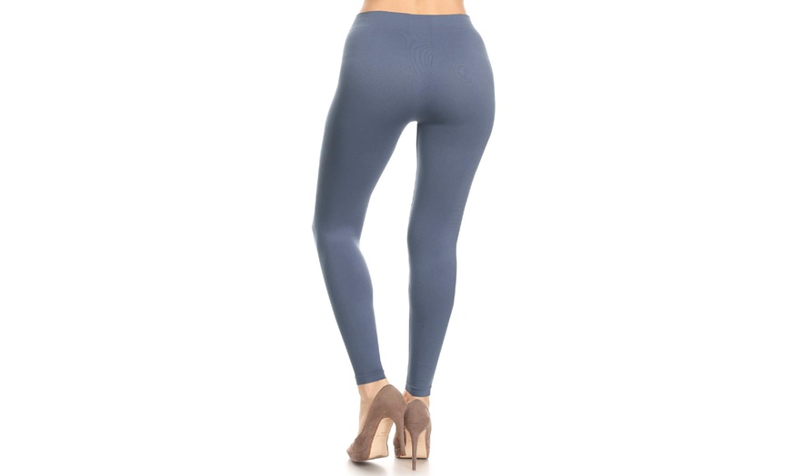 Image 19: Plus size,Solid Color Basic Soft Comfy Elastic Waistband High Waist Leggings