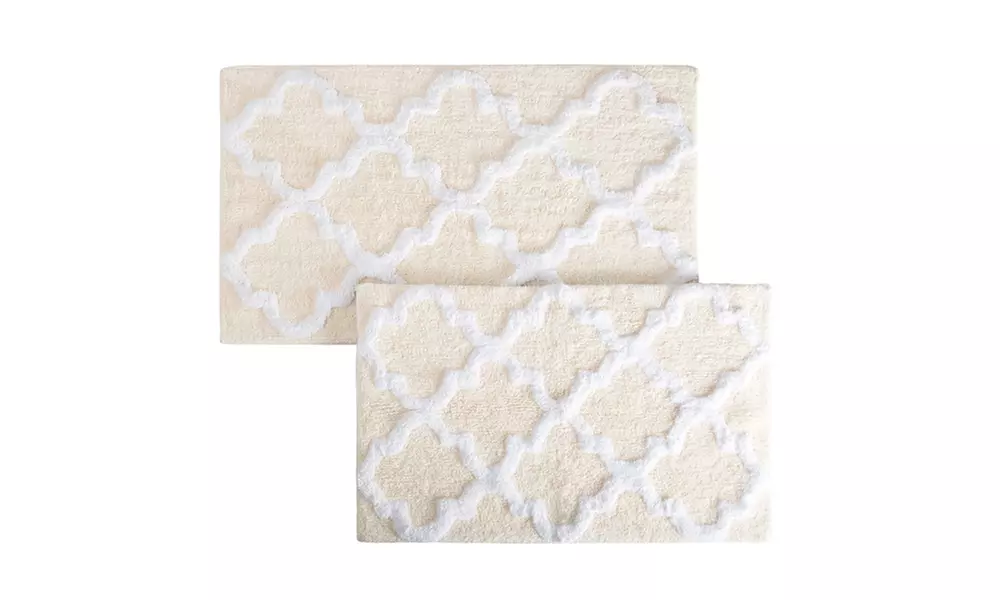 Lavish Home 100% Cotton Trellis Bath Mat Set (2-Piece)