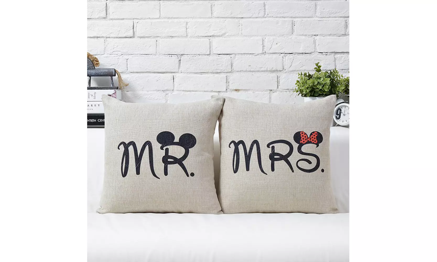 Set of 2 18" Square Throw Pillow Case Mr.&Mrs - Primary Image