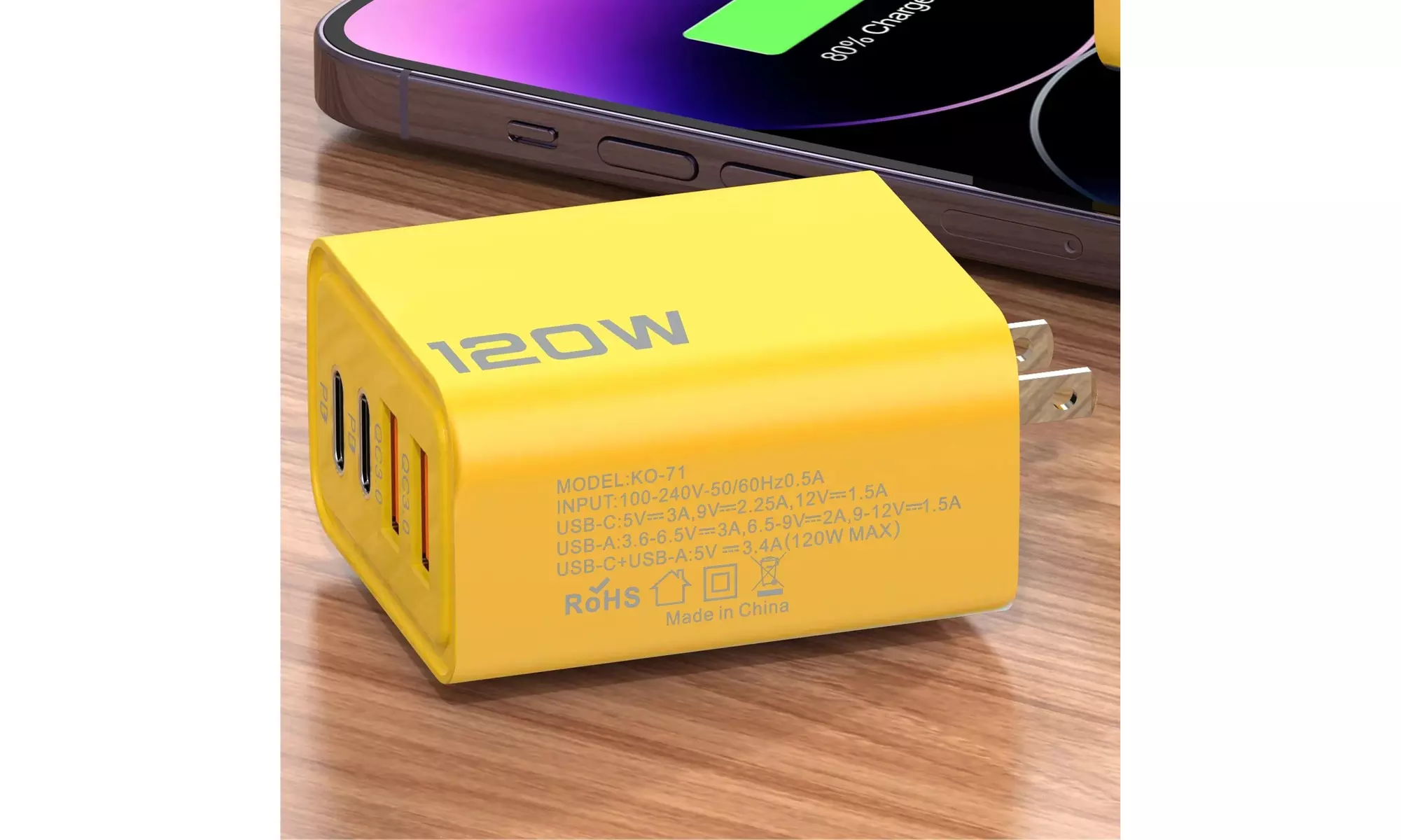 Universal 4-Port USB Charger Type-C Wall Adapter - USB-A & USB-C Fast Charger