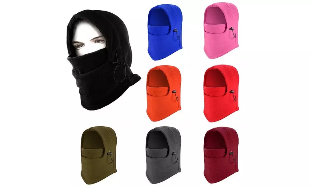 Men 6 in 1 Thermal Fleece Balaclava Outdoor Ski Masks Bike Cycling Beanies Hats - Primary Image