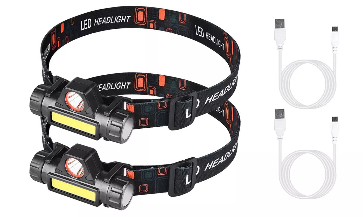 LakeForest 20,000 Lumen Rechargeable LED Headlamp with 2 Modes (2-Pack)