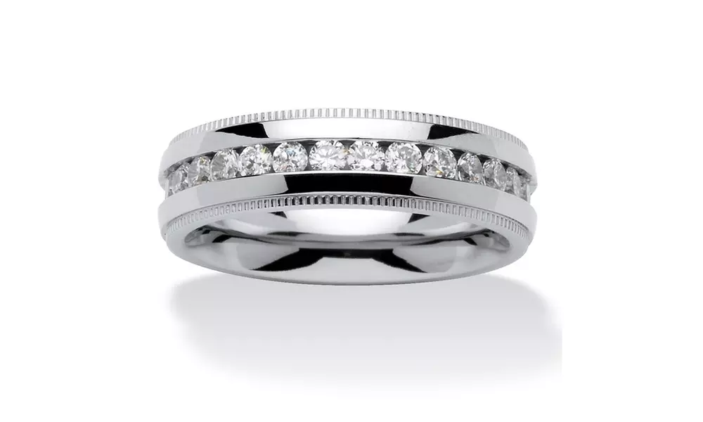Men's 1.12 TCW Round Cubic Zirconia Eternity Band in Stainless Steel Sizes 8-16 - Primary Image