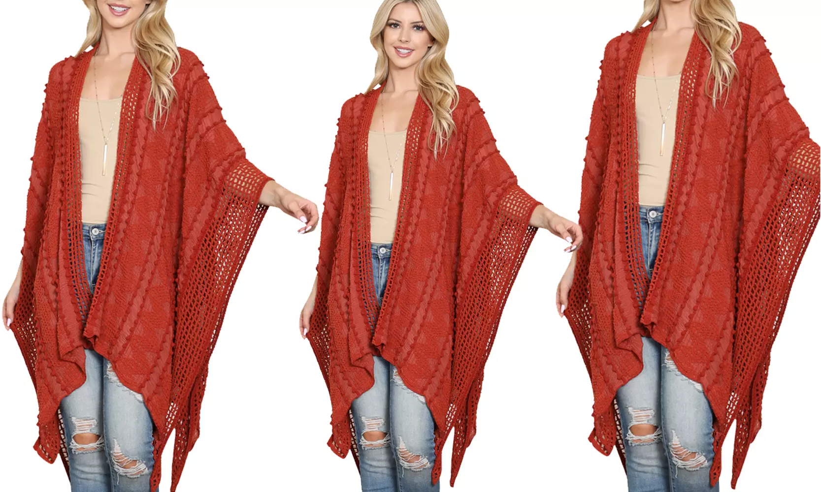 Riah Fashion Pompom Palmer Kimono