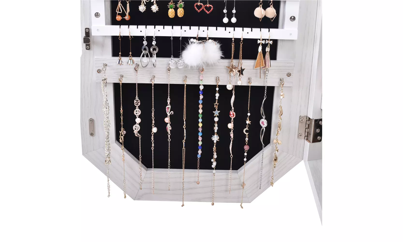 Small Jewelry Cabinet Armoire with Mirror Jewelry Storage Organizer Wall-Mount - Second Medium