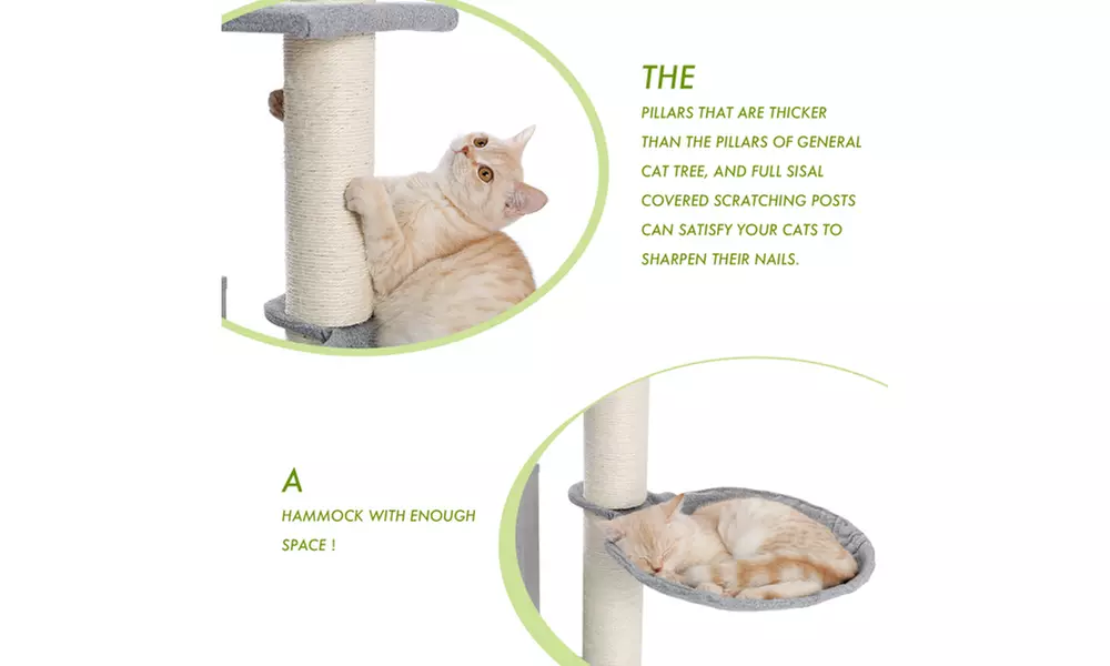 Modern Cat Tree Cat Tower with Scratching Posts, Cozy Condo, Soft Hammock - Second Medium