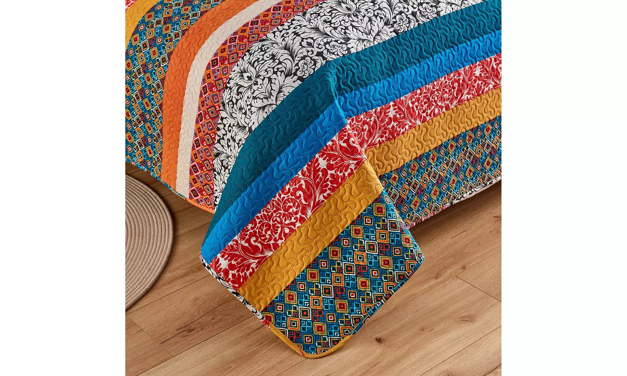JML 3-Piece Quilt Set,Lightweight Printed Pattern Reversible Quilt With 2 Shams