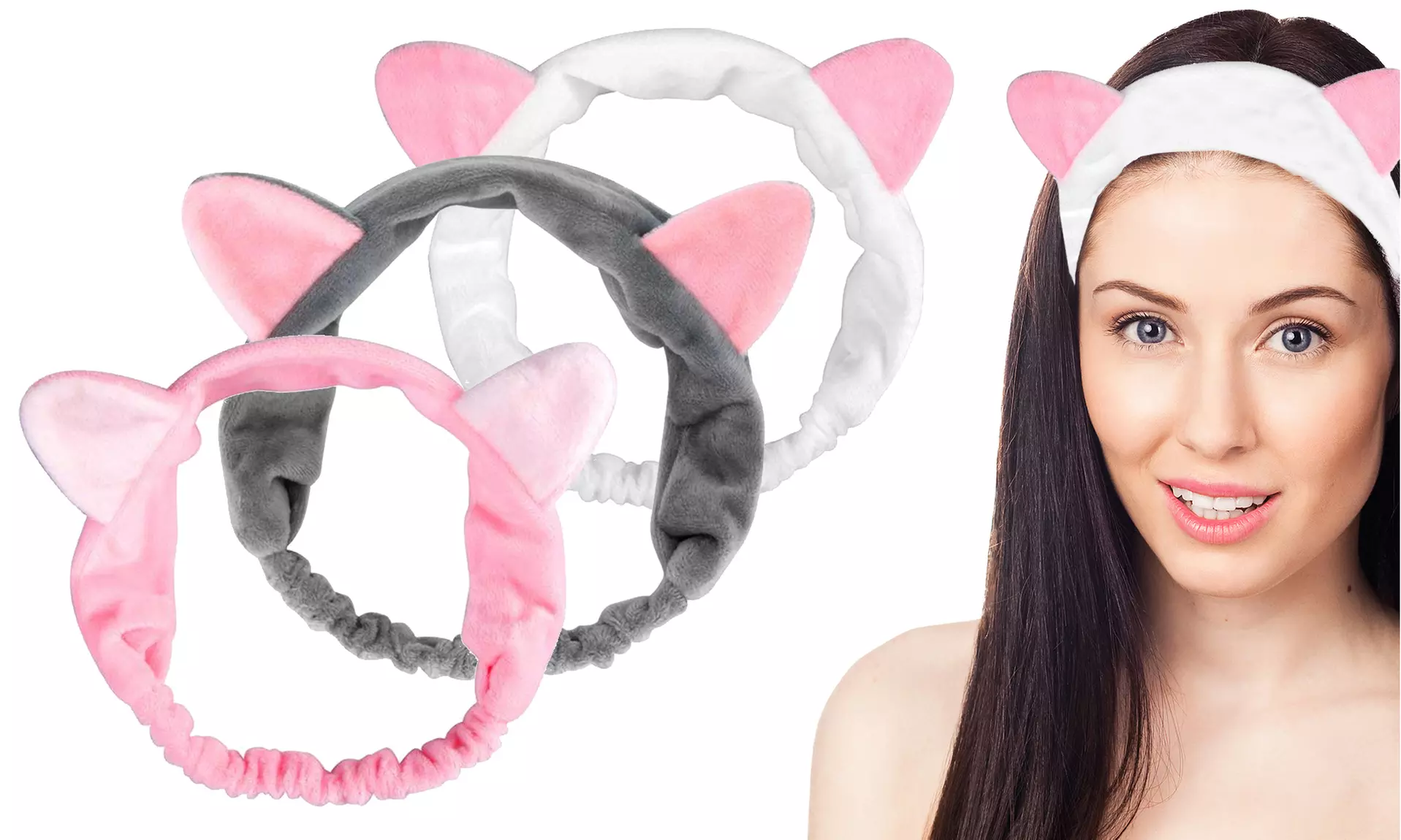Elastic Soft Velvety Cat Ear Hair Band - 3 Pack - Primary Image