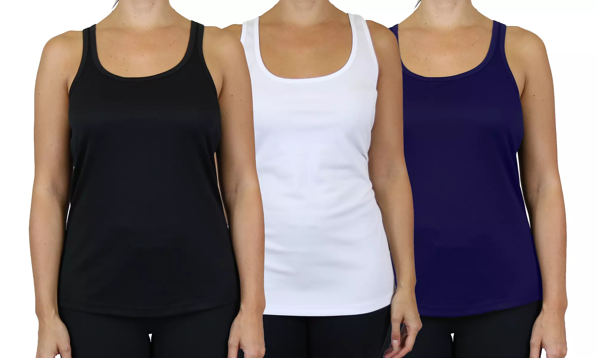 3-Pack Galaxy By Harvic Women's Moisture-Wicking Racerback Tanks (S-3XL)