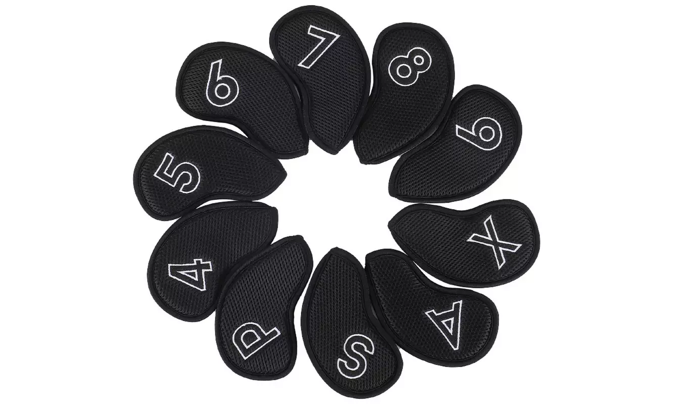 10Pcs/Set Meshy Golf Iron Covers Golf Club Head Cover Fit Most Irons