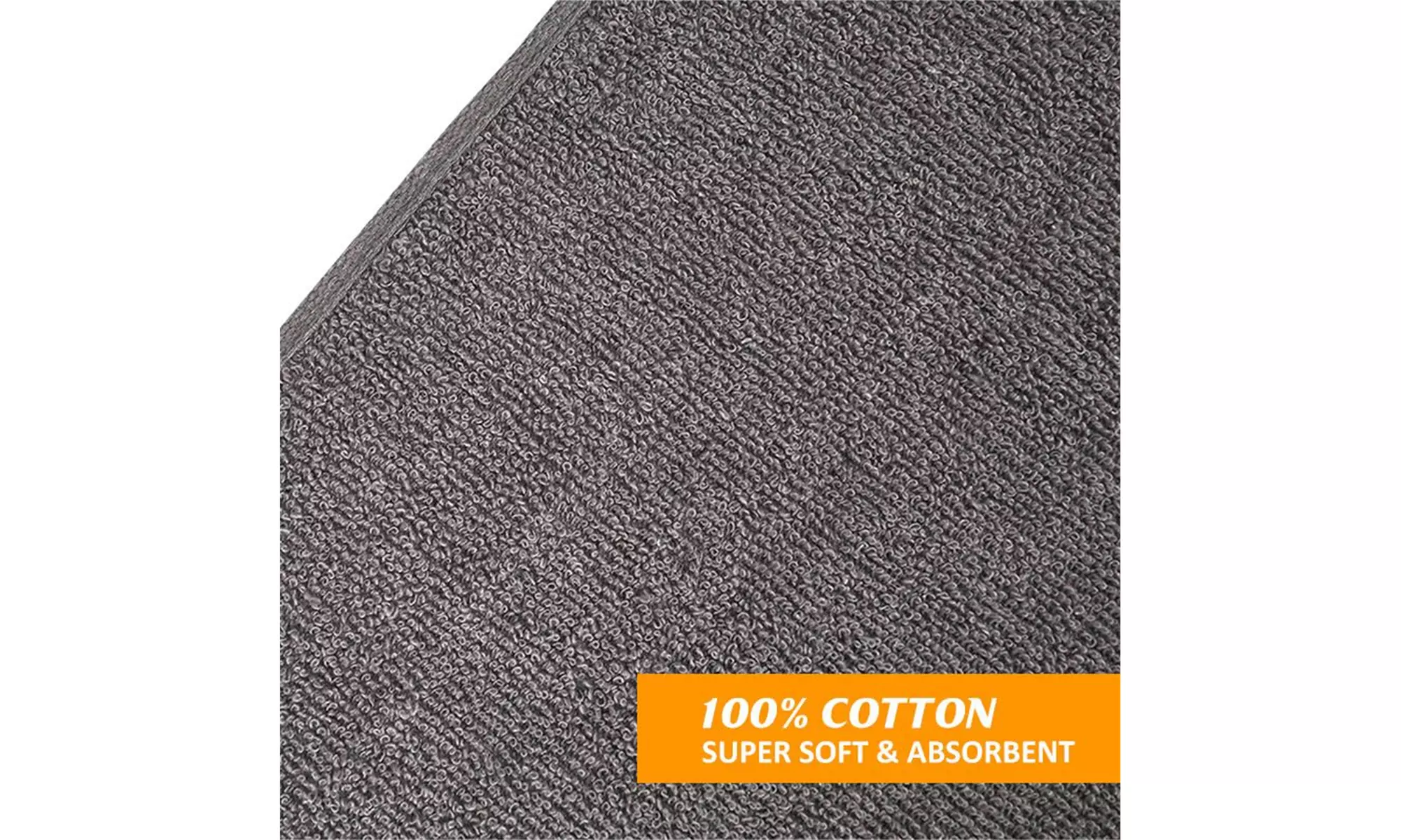 JML Soft and Durable Gray 100% Cotton Kitchen Towels - Set of 12 (14" x 29") - Second Medium