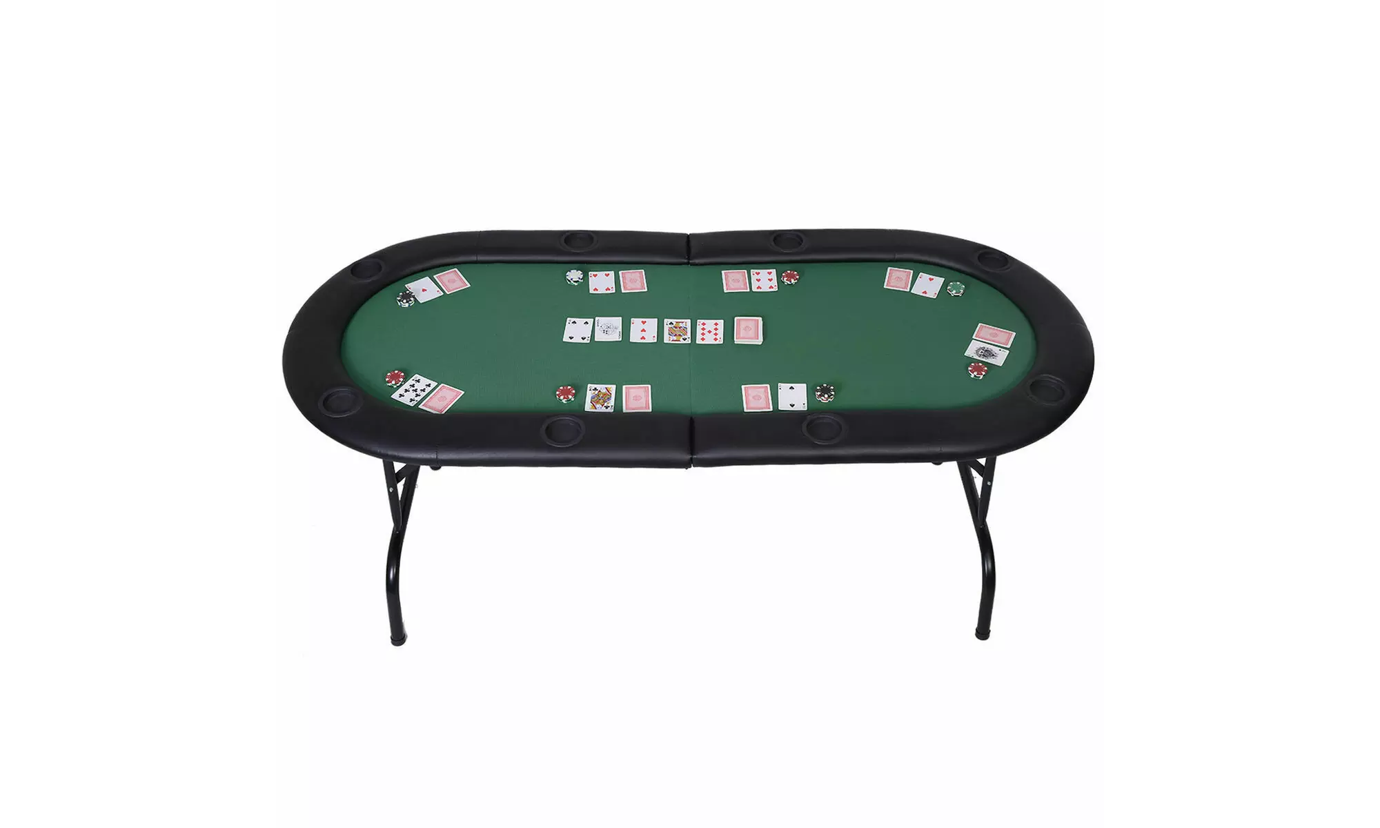 Foldable 8 Player Poker Table Casino Texas Holdem Folding Poker Play Table New - Primary Image