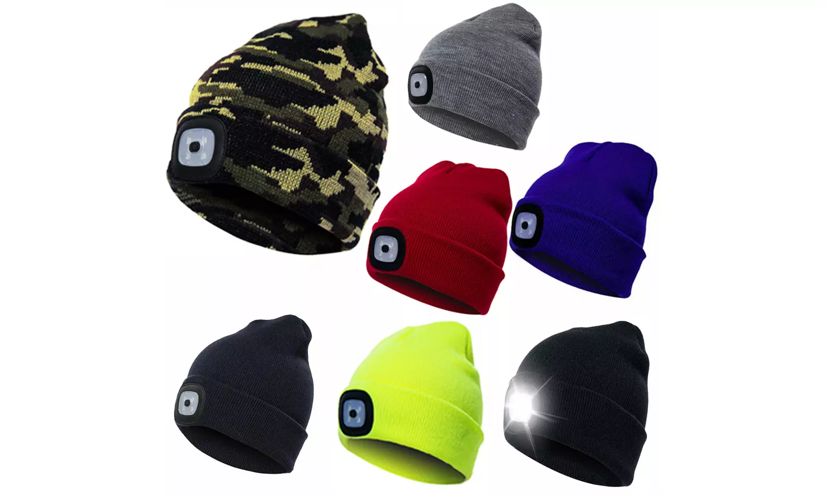 Extremely Bright LED Lighted Beanie Cap, USB Rechargeable-7 Colors To Pick From