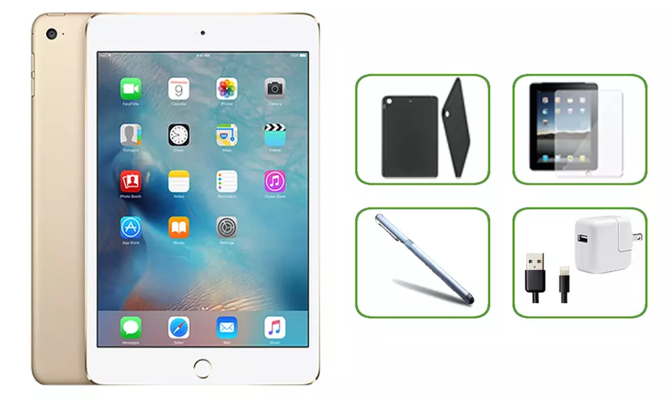 Apple iPad Mini 4 WiFi Only Tablet With Accessories Bundle Refurbished (A Grade)