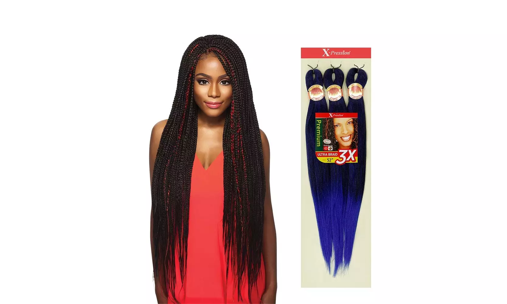 Outre Synthetic Hair Braids X-Pression Kanekalon 3X Pre Stretched Braid 52" - Primary Image