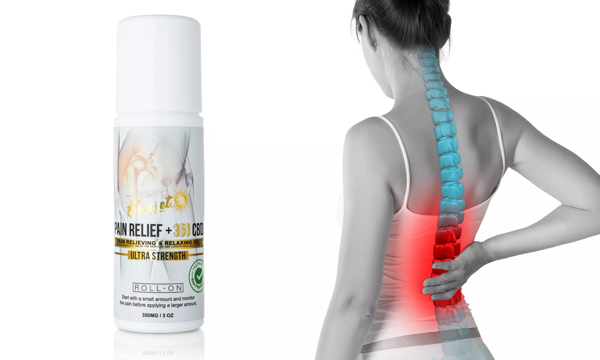 Ultra Strength Pain Relief Roll-on Infused w/ Menthol & Organic CBD from Sunset
