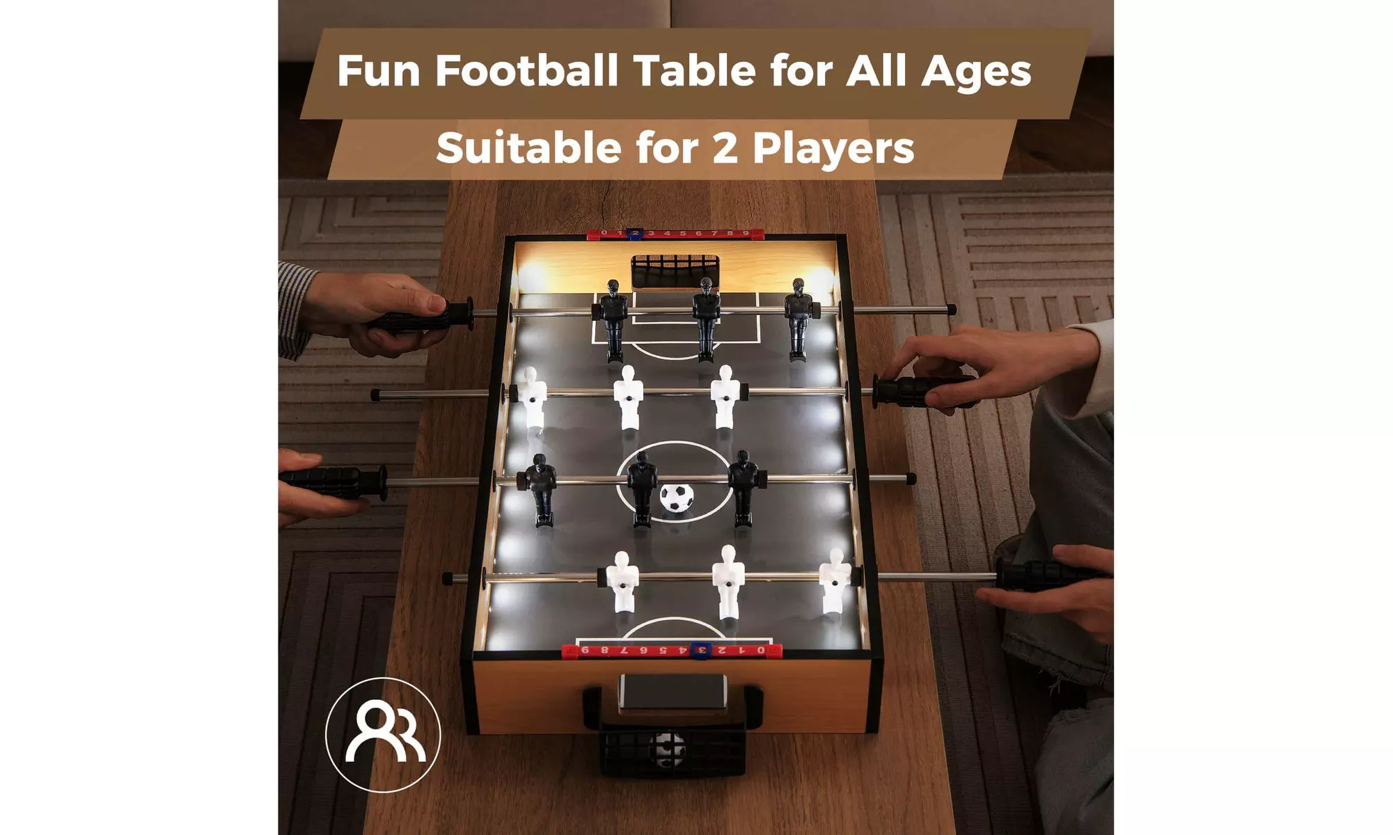 Costway Game Room Size Football Table with Non-slip Handle 2 Footballs