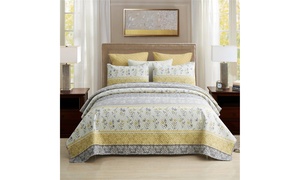 JML Quilt Set 3-Piece Bedspread With 2 Pillow Shams, Soft & Lightweight Coverlet