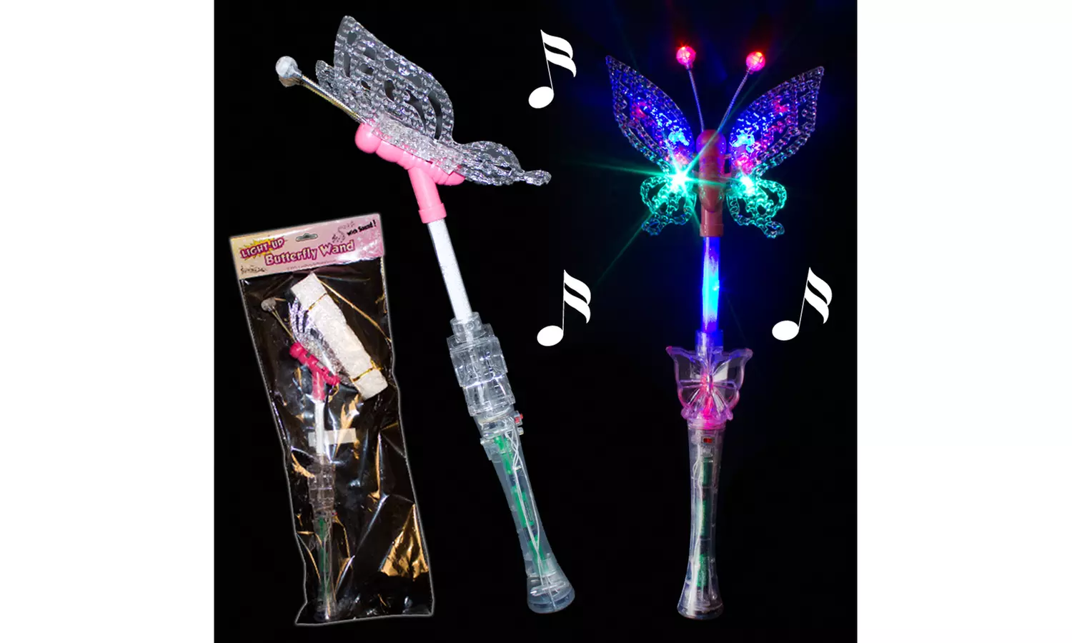 LED Light Up 17.5" Butterfly Wand with Sound for Girls Party Favor - Primary Image