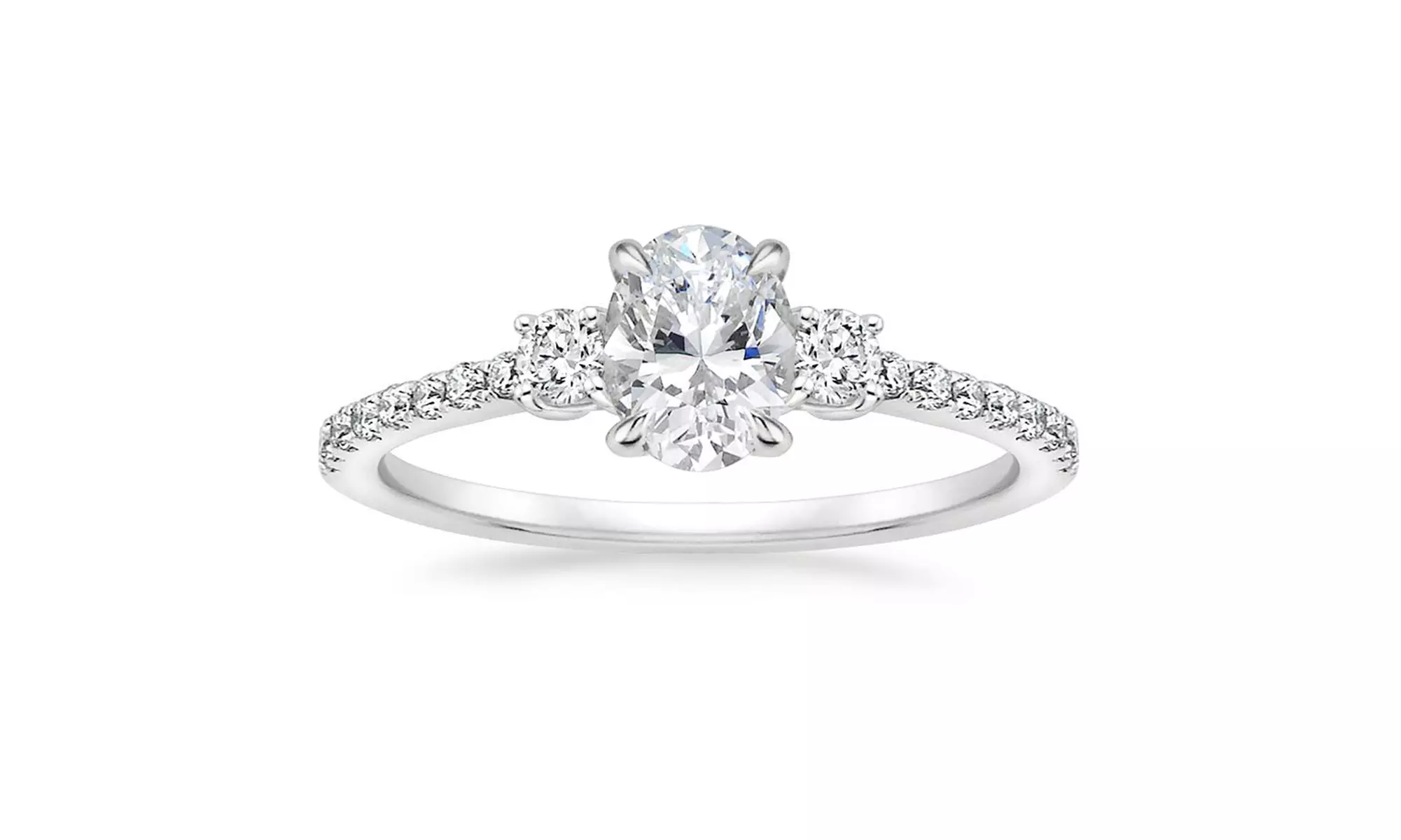 Sterling Silver Round-cut Swarovski, Crystal studded 3 Stone plus Ring for Women