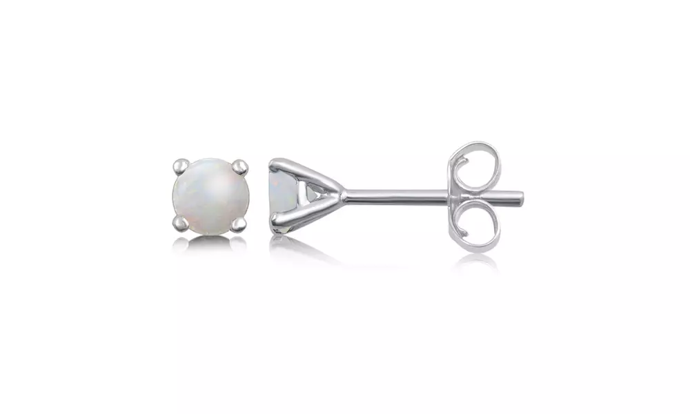 Created Opal Stud Earring in Sterling Silver - Primary Image