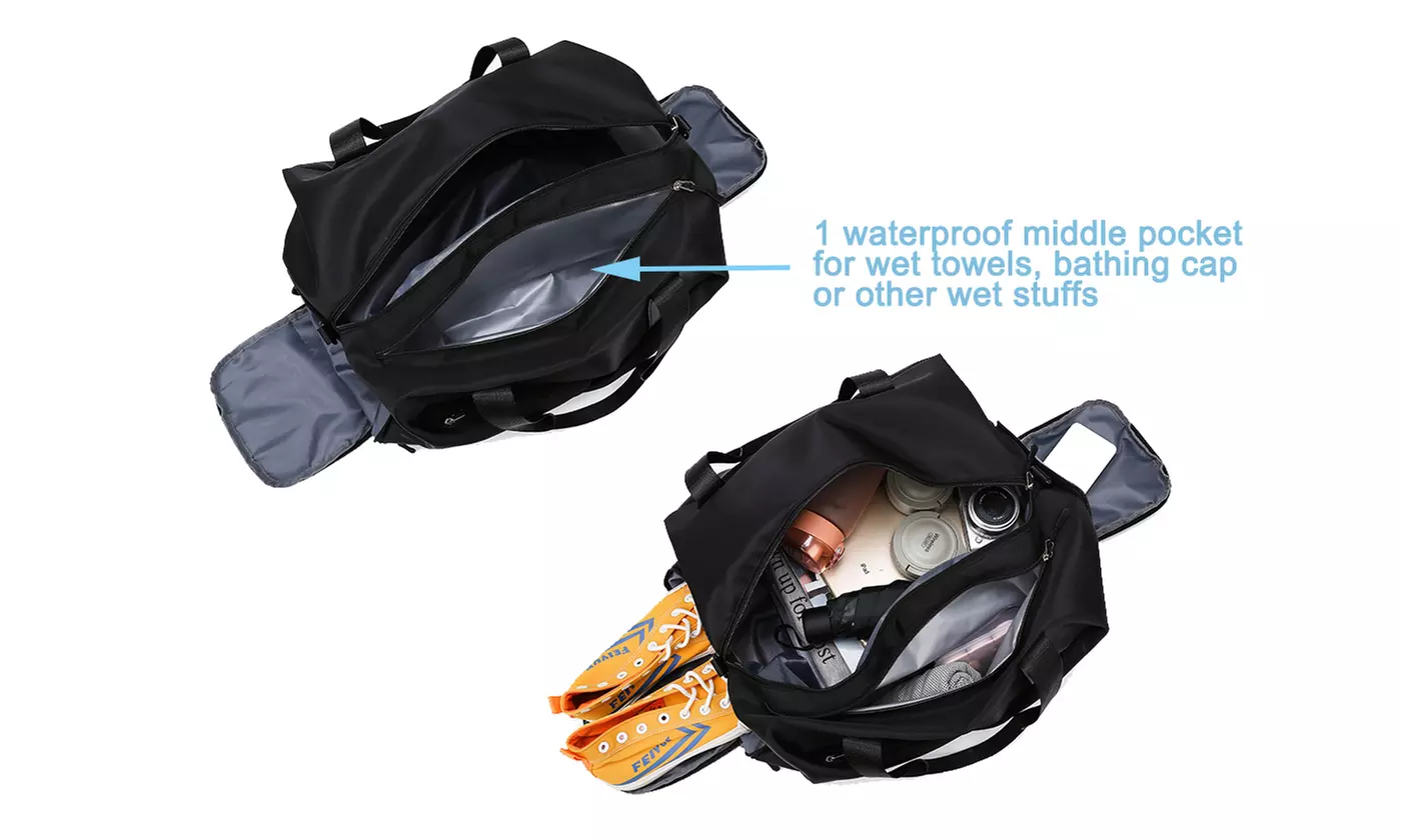 Large Sports Travel Duffel Bag Weekender Overnight Bag with Wet Pocket Gym Tote