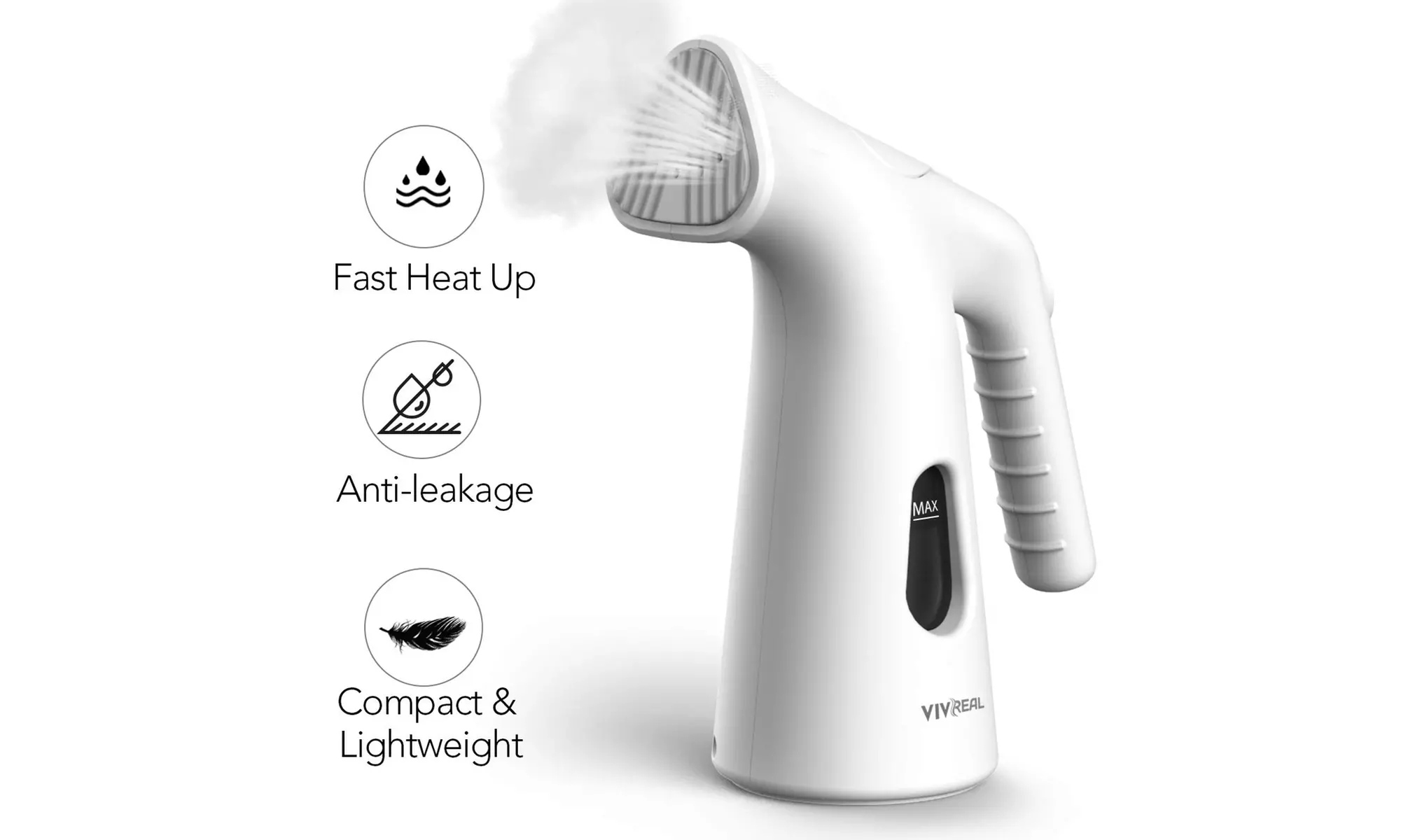 VIVREAL Travel Garment Steamers, 120ml Handheld Garment Steamer - Primary Image