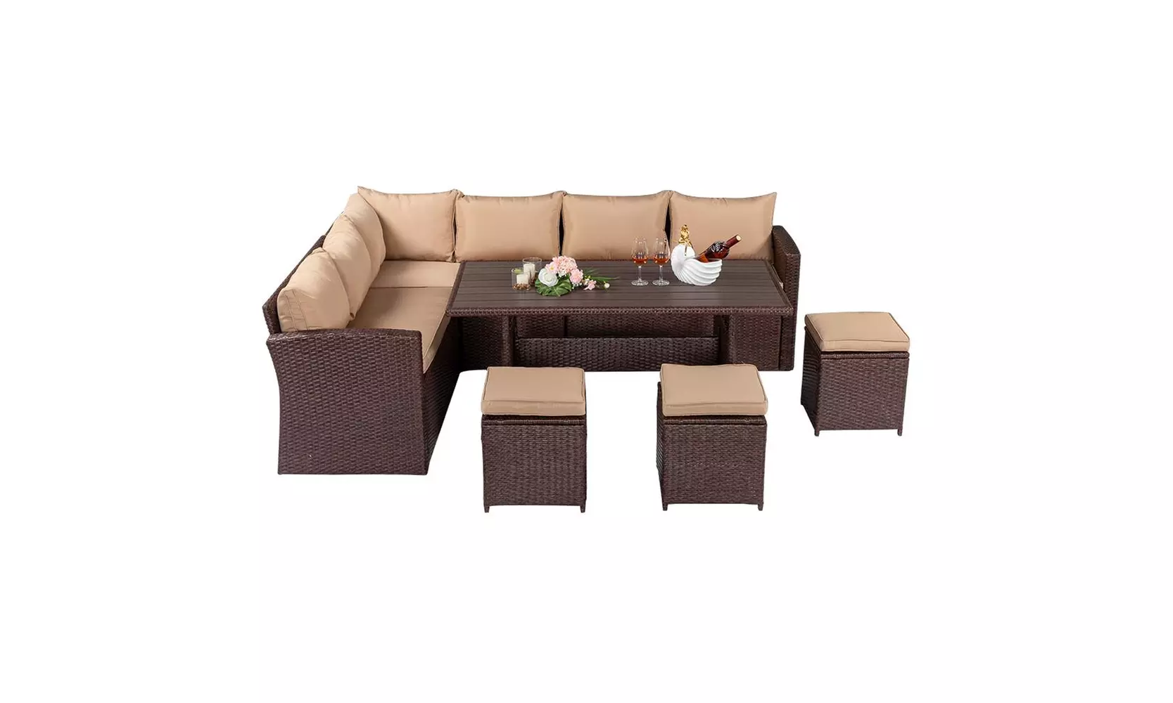 8 Pieces Patio Furniture Set with 2 Storage & Soft Cushions - Second Medium