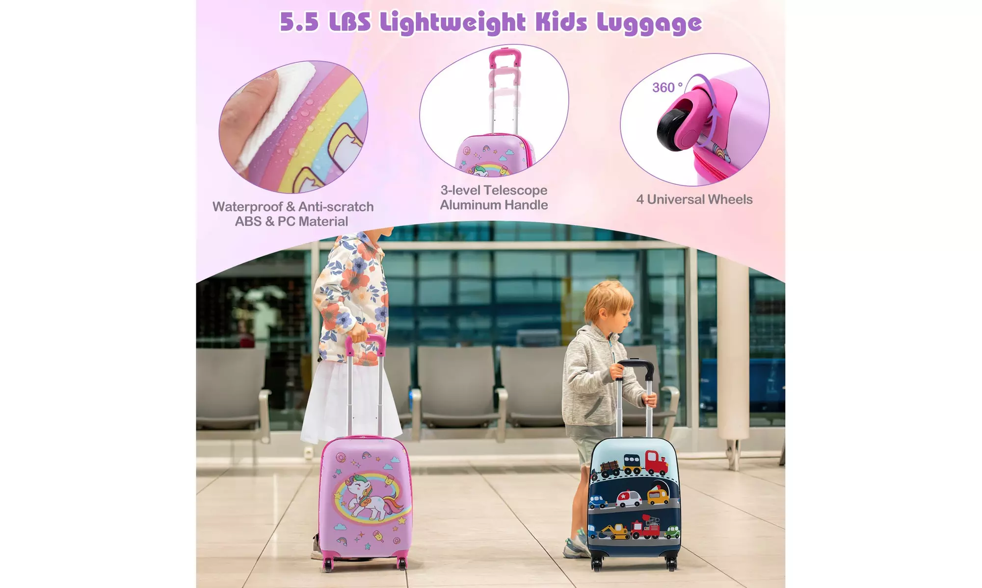Costway Five-Piece Costway Kids Luggage Set 