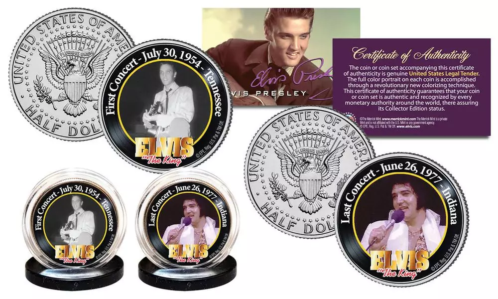 ELVIS PRESLEY First & Last Concert JFK Half Dollar Genuine U.S. 2-Coin Set     - Primary Image