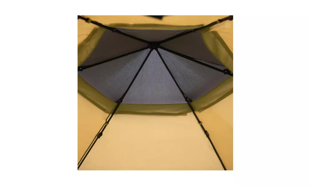 U-style Iron hexagon Patio Gazebo khaki