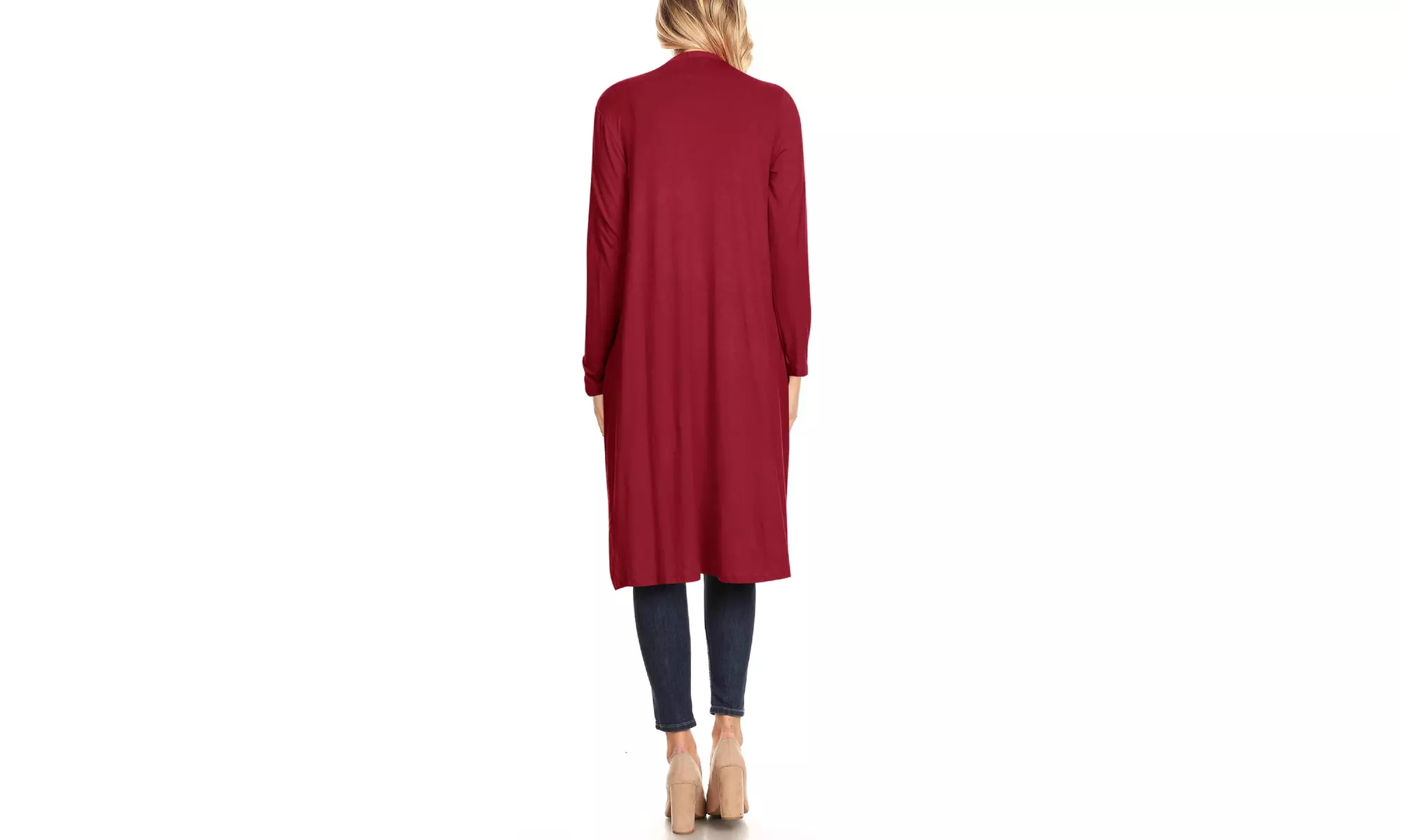 Women's Casual Open Front Side Pockets Solid  Long Cardigan
