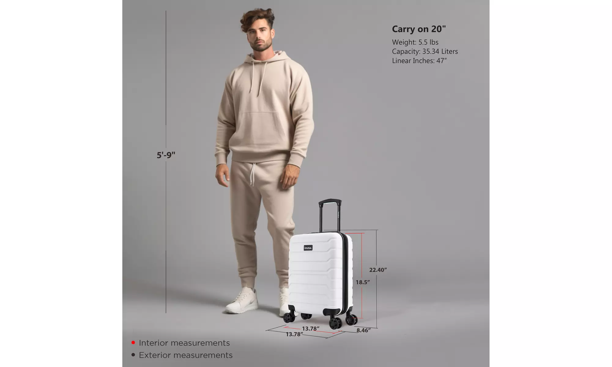 InUSA Trend lightweight hardside spinner luggage 20'', 24", 28" 