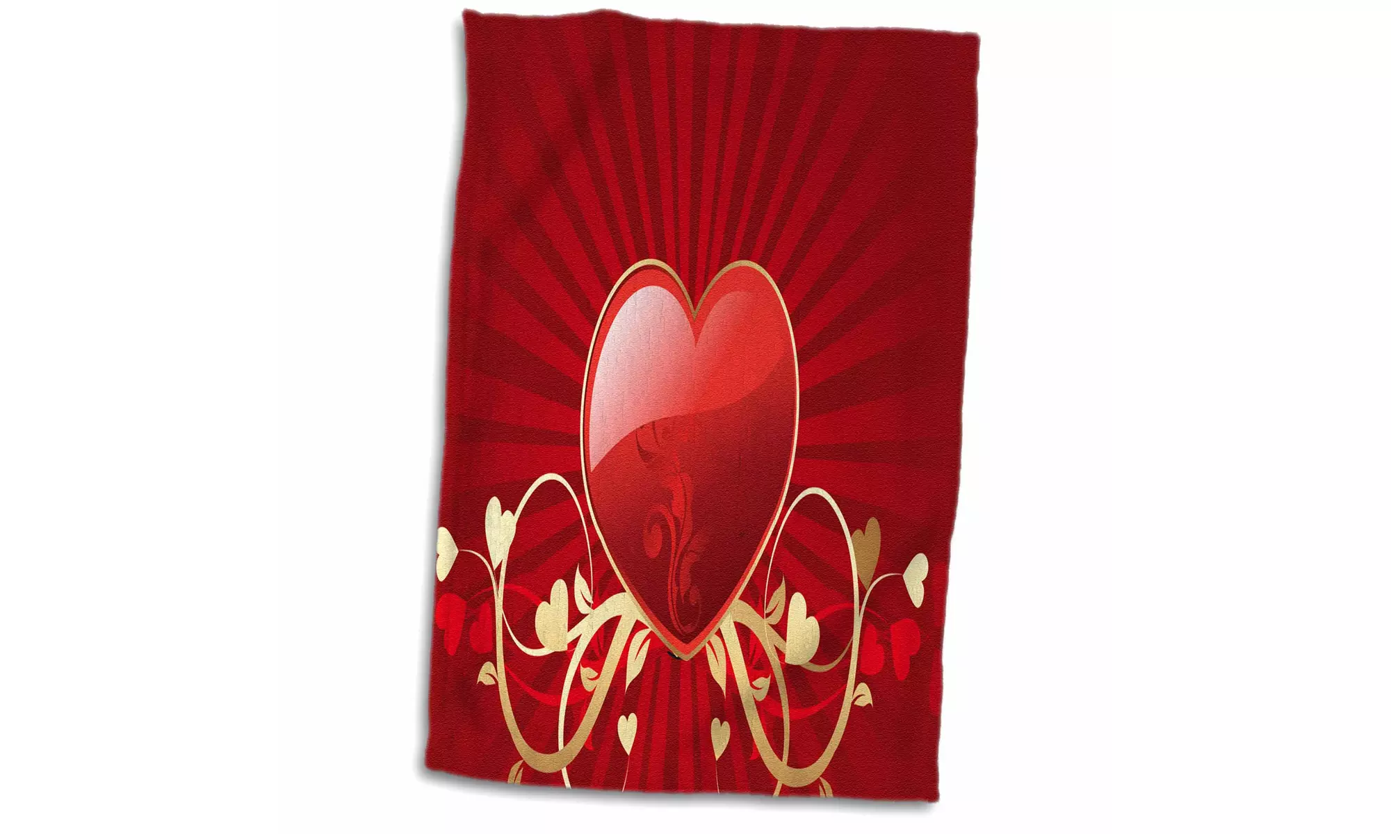  Towel - Pretty Red and Gold Shiny Effect Heart Again a Red Burst - 15 by 22-in - Primary Image