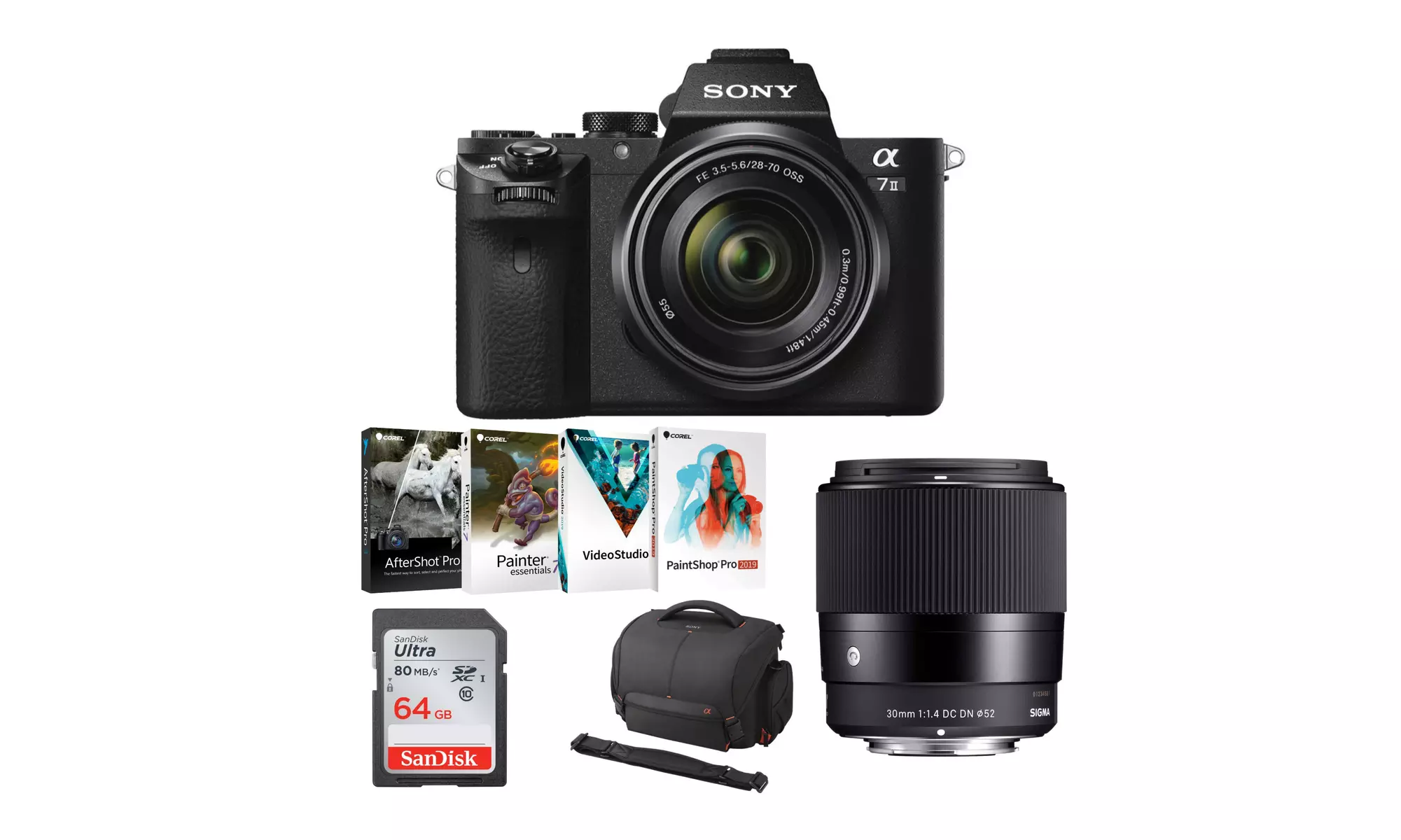 Sony Alpha a7II Mirrorless Digital Camera with 28-70mm Lens and 30mm Lens Bundle - Primary Image