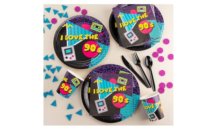 24 Set Disposable Dinnerware For 90s Party Kids Birthdays 1990s