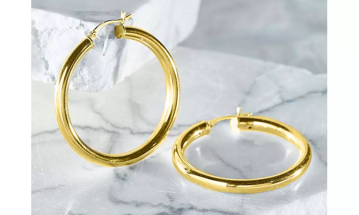 Solid sterling Silver 25mm Classic French Lock Hoops