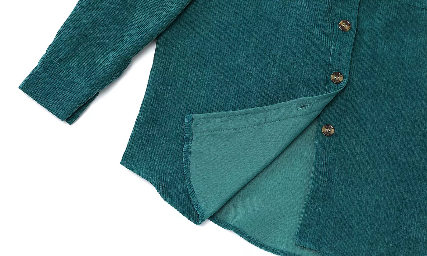 Women Loose Casual Corduroy Button Down Shirts Long Sleeve Blouses Tops