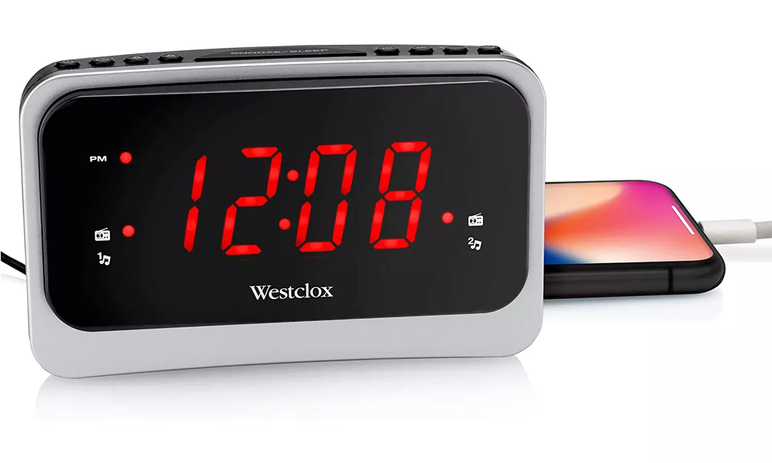 1.4-Inch Red LED Clock Radio with Nature Sounds - Primary Image