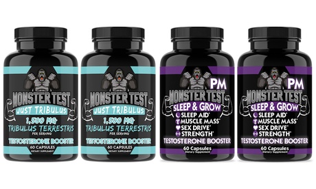 Monster Test Just Tribulus Testosterone Booster And Monster Test PM Sleep Aid 2-Pack