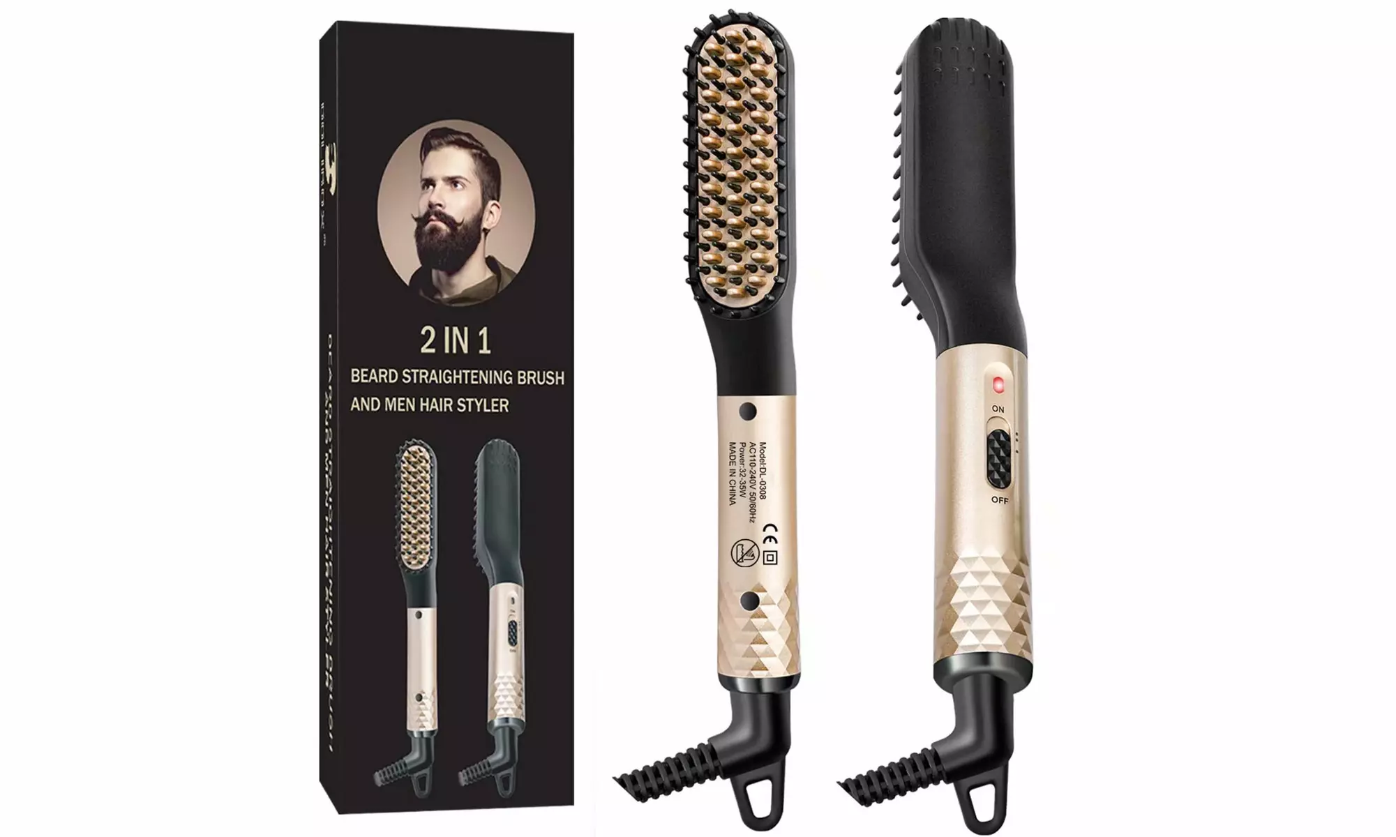 Electric Beard & Hair Straightener For Men Hair Styler Straightening Brush - Primary Image