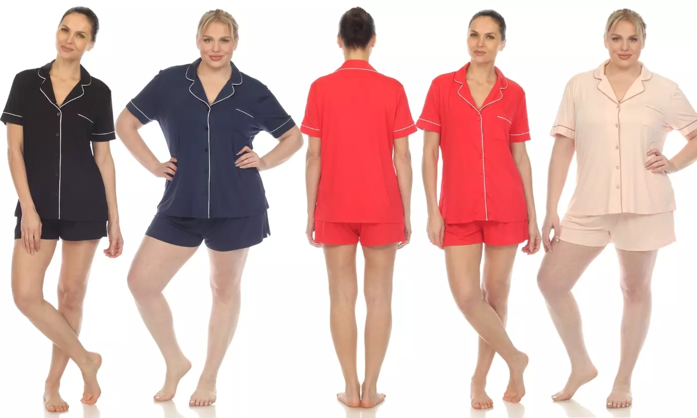 White Marks Women's Short Sleeve Pajama Set ( Available in Plus Size) - Primary Image