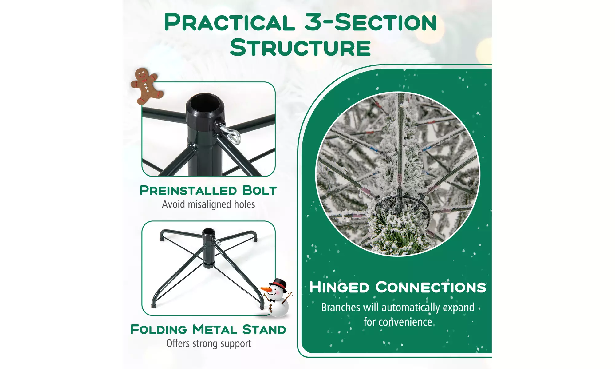 Costway Pre-Lit Artificial Christmas Tree with Branch Tips | Warm White LED Lights | Easy Setup & Home Decor